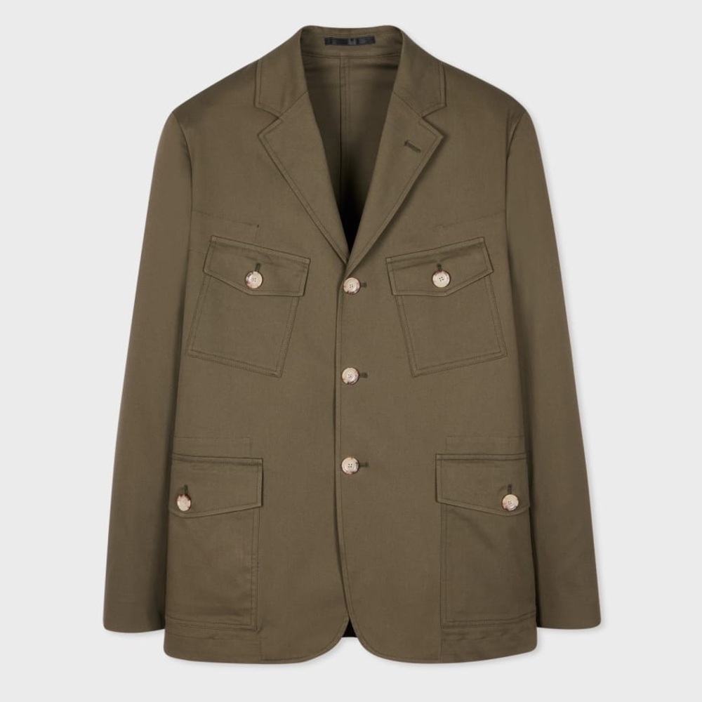 Paul smith Slate Khaki Fine Cotton-Twill Four Pocket Blazer